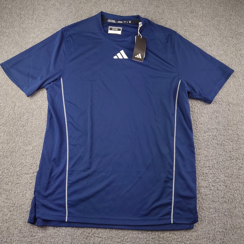 Adidas Shirt Mens Medium Navy Blue Training Short Sleeve Athletic NWT